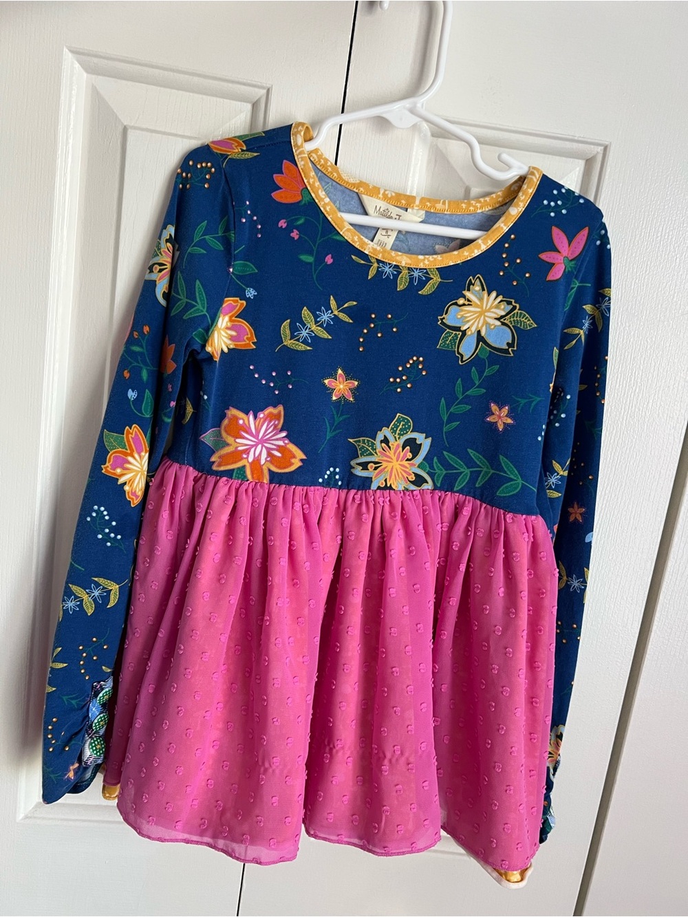 Matilda Jane Quiet Contemplation Pink Tulle Long Sleeved Top Size 8 GUC